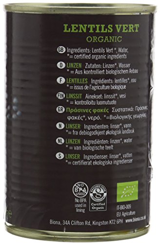 Biona Organic Lentils Vert, 400g