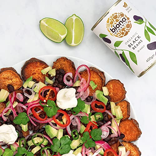 Biona Organic Black Beans 400g, Pack of 4 - In Water, Pre-Cooked & Ready to Eat - No Added Sugar or Salt - Source of Vegan Protein and Fibre - BPA Free Can, Non GMA