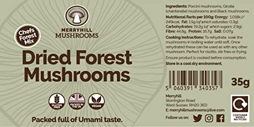Merryhill Mushrooms - Dried Forest Mushrooms (Porcini, Chanterelle, Woodear Mushrooms) (35g)