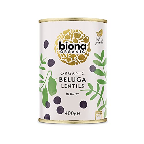 Biona Organic Canned Black Beluga Lentils 400g (Pack of 6)