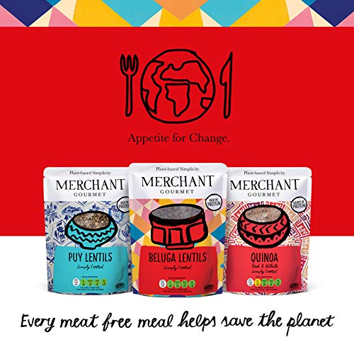 Merchant Gourmet New Beluga Lentils - Pack of 6 x 250 g Pouches (Ready-to-eat & Vegan)