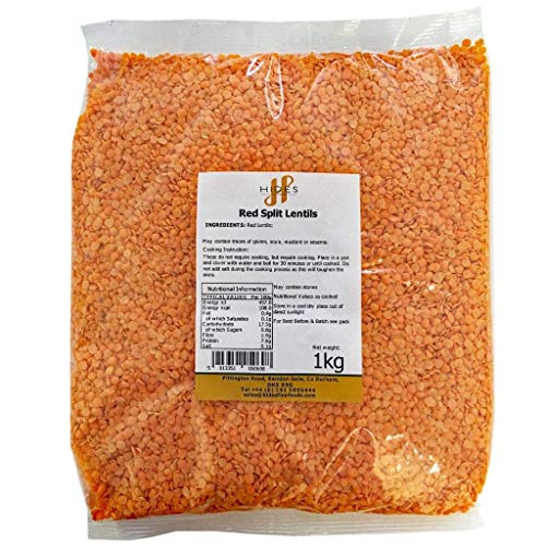 Hides Fine Foods - Red Split Lentils 1kg - GMO Free - Suitable for Vegetarians - Cooking - Stewing - Soups - Dhal - Curries - Supports Digestive Health