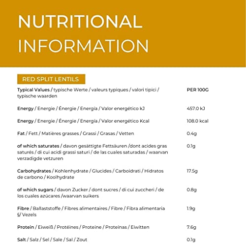 Hides Fine Foods - Red Split Lentils 1kg - GMO Free - Suitable for Vegetarians - Cooking - Stewing - Soups - Dhal - Curries - Supports Digestive Health