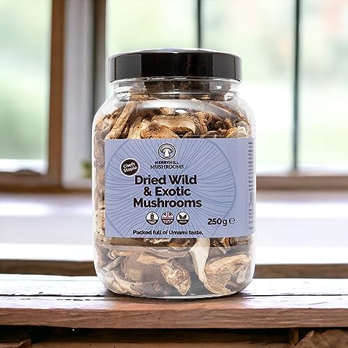 Merryhill Mushrooms - Dried Wild & Exotic Mushrooms (Porcini, Chanterelle, Shiitake, Oyster) (250g)