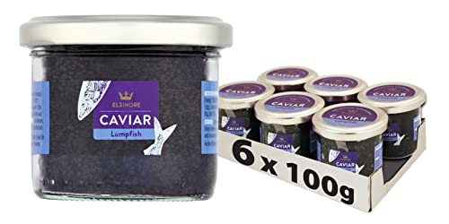 Elsinore Black Lumpfish Caviar 100g (Pack of 6) - Fish Caviar - Scandinavian Brand - Multipack