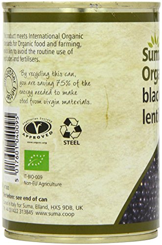 Suma Organic Black Beluga Lentils 400 g (Pack of 12)