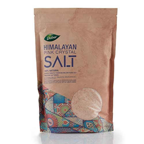 Dabur Himalayan Pure Pink Crystal Salt - 1kg | 100% Natural Salt with Vital Nutrients | Premium UNREFINED | Gluten Free, Halal - Kosher Certified Salt | For Good Health & Lowering Blood Pressure