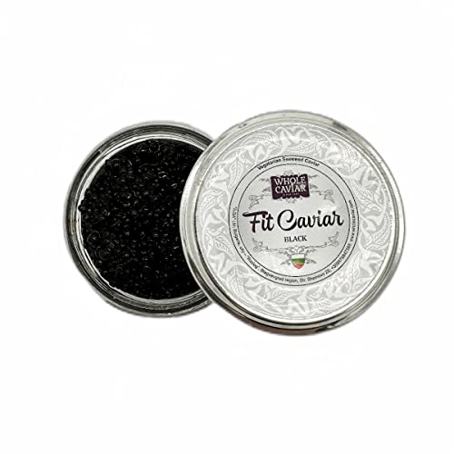 Black Caviar - Vegetarian Seaweed Caviar from Salmon Roe for Pescetarians - Kelp & Seaweed Caviar - Best Caviar for Sushi - RUSSIAN Style - Fit Caviar - 110 gr - Glass Jar