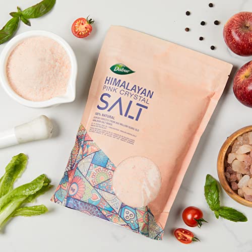 Dabur Himalayan Pure Pink Crystal Salt - 1kg | 100% Natural Salt with Vital Nutrients | Premium UNREFINED | Gluten Free, Halal - Kosher Certified Salt | For Good Health & Lowering Blood Pressure