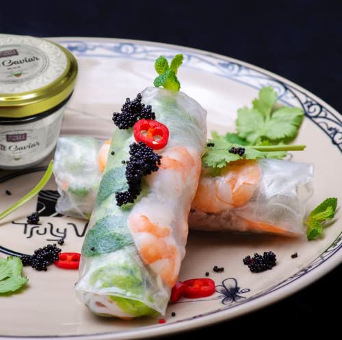 Black Caviar - Vegetarian Seaweed Caviar from Salmon Roe for Pescetarians - Kelp & Seaweed Caviar - Best Caviar for Sushi - RUSSIAN Style - Fit Caviar - 110 gr - Glass Jar