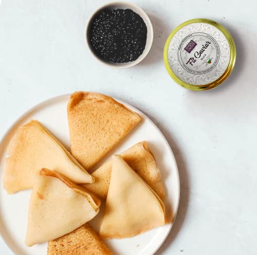 Black Caviar - Vegetarian Seaweed Caviar from Salmon Roe for Pescetarians - Kelp & Seaweed Caviar - Best Caviar for Sushi - RUSSIAN Style - Fit Caviar - 110 gr - Glass Jar