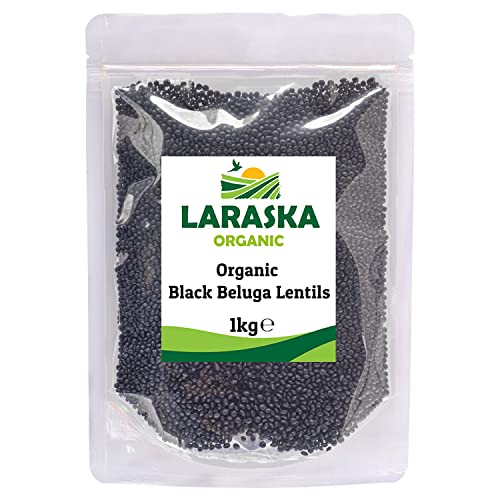 Organic Black Beluga Lentils 1kg - Great for Stews, Curries, Tacos, Soups, Superfood, Certified Organic