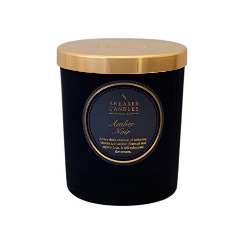Shearer Candles Amber Noir Scented Jar Candle with Gold Lid, Black, 7cm l x 7cm w x 8.4cm h & Lindt Lindor Assorted Chocolate Truffles Box - Approx 16 Balls, 200g - Chocolate Truffles
