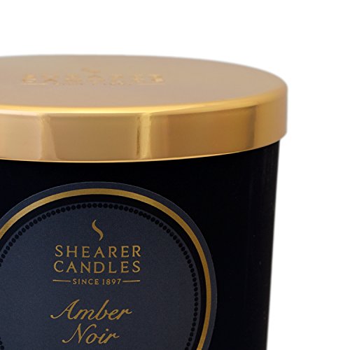 Shearer Candles Amber Noir Scented Jar Candle with Gold Lid, Black, 7cm l x 7cm w x 8.4cm h & Lindt Lindor Assorted Chocolate Truffles Box - Approx 16 Balls, 200g - Chocolate Truffles