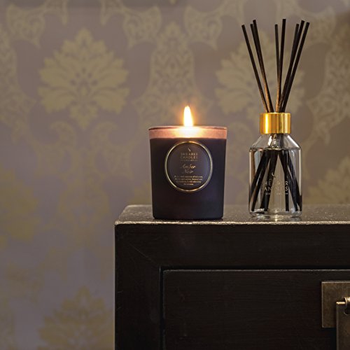 Shearer Candles Amber Noir Scented Jar Candle with Gold Lid, Black, 7cm l x 7cm w x 8.4cm h & Lindt Lindor Assorted Chocolate Truffles Box - Approx 16 Balls, 200g - Chocolate Truffles