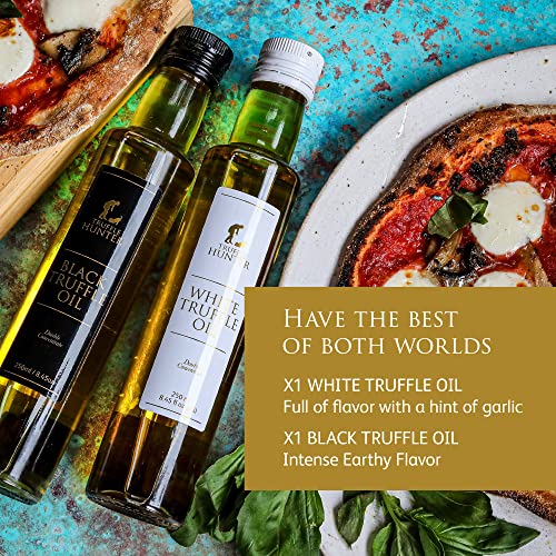 TruffleHunter - Black & White Truffle Oil Set - Extra Virgin Olive Oil for Cooking & Seasoning - 250 ml X2