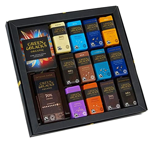 Green & Black's Organic Dark, Milk and White Chocolate Bars Collection Boxed Chocolates Gift 395g - Great Chocolate Hamper Gift Set, Stocking Fillers, Tasty Sharing Treats this Christmas