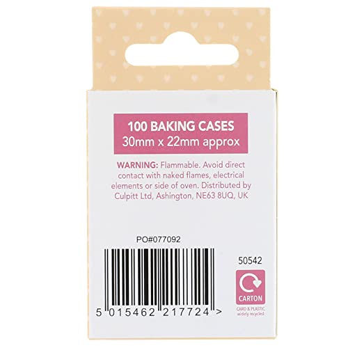 Baked with Love White Mini Cupcake Cases, 30mm Baking Cups, Greaseproof Paper Cases for Mini Muffins, Fairy Cakes, and Cupcakes, Pack of 100, 650542
