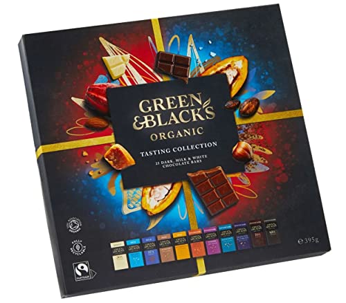 Green & Black's Organic Dark, Milk and White Chocolate Bars Collection Boxed Chocolates Gift 395g - Great Chocolate Hamper Gift Set, Stocking Fillers, Tasty Sharing Treats this Christmas