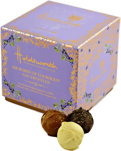 Holdsworth Chocolates Classics - Sir Robin of Locksley Gin Assortment of Handmade Truffles Coated with Milk, Dark or White Chocolate 100g