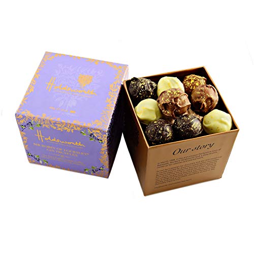 Holdsworth Chocolates Classics - Sir Robin of Locksley Gin Assortment of Handmade Truffles Coated with Milk, Dark or White Chocolate 100g