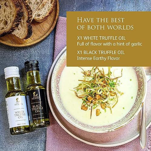 TruffleHunter - Black & White Truffle Oil Set - Extra Virgin Olive Oil for Cooking & Seasoning - 100 ml X2
