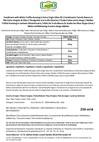 Olio Luglio - White Truffle Olive Oil (250 ml) | Extra Virgin Olive Oil | White Truffle Essence | Cold Pressed | Glass Bottle (250 ml)