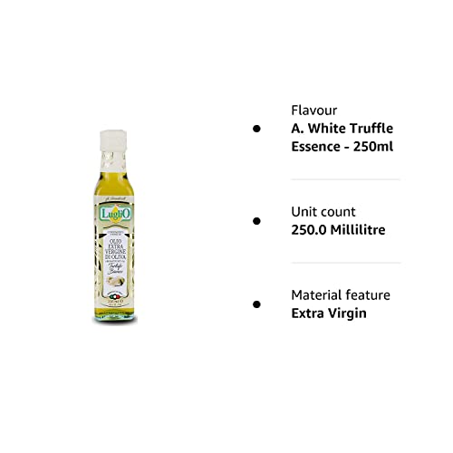 Olio Luglio - White Truffle Olive Oil (250 ml) | Extra Virgin Olive Oil | White Truffle Essence | Cold Pressed | Glass Bottle (250 ml)