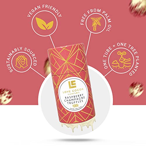 Raspberry Champagne Chocolate Truffles 150g | Love Cocoa – White Chocolate & Raspberry Pieces