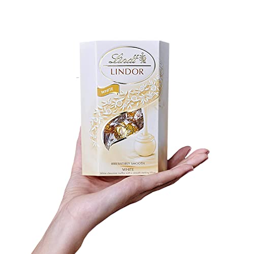 Lindt Lindor White Chocolate Truffles Box - approx. 16 Balls, 200 g - Chocolate Balls with a Smooth Melting Filling