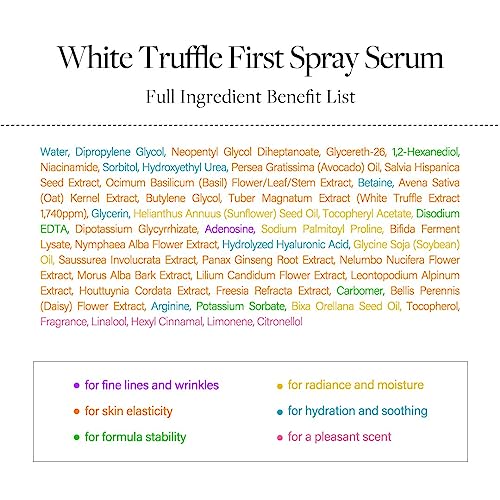 d'alba Italian White Truffle First Spray Serum, Vegan Skincare, Hydrating Facial Mist for Dry and Sensitive Skin, Glow Mist, Surfactant Free, Multifunctional Spray
