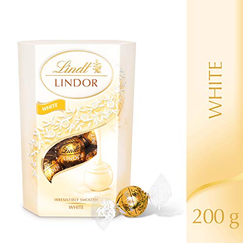 Lindt Lindor White Chocolate Truffles Box - Approx 16 balls, 200 g - Chocolate Truffles with a Smooth Melting Filling - for Him and Her - Easter, Birthday, Congratulations