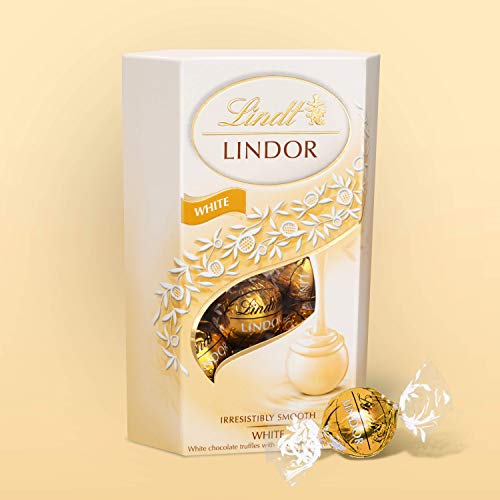 Lindt Lindor White Chocolate Truffles Box - Approx 16 balls, 200 g - Chocolate Truffles with a Smooth Melting Filling - for Him and Her - Easter, Birthday, Congratulations