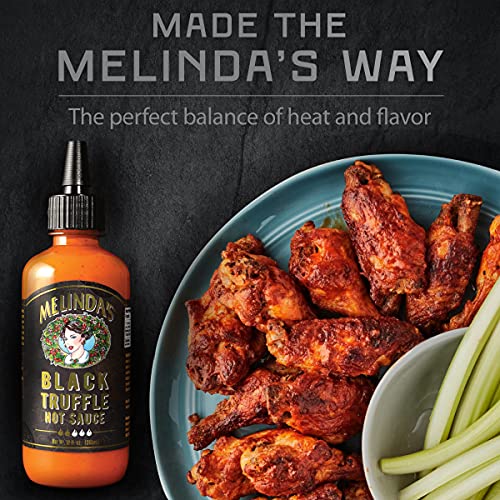 Melinda’s Black Truffle Hot Sauce - Gourmet Truffle Hot Sauce Made with Fresh Ingredients, Italian Black Truffles, Cayenne Peppers, Garlic & Colombian Honey - Keto, No Sugar, No Carbs -12 oz, 1 Pack