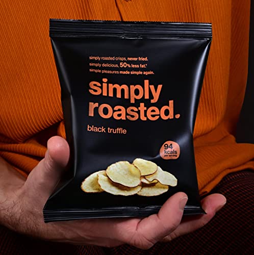 Simply Roasted – Black Truffle Crisps 12 x 93g Share Bag | 50% less fat | 25% less salt | Less than 99 calories | triple roasted crunchy potato crisps (Box of 12 x 93g bags)