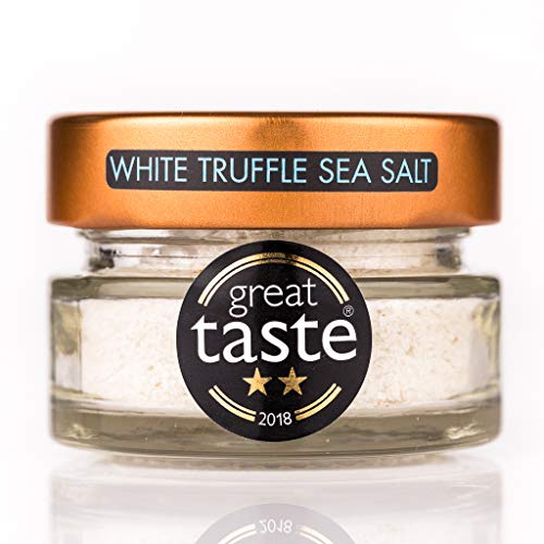 Zest & Zing White Truffle Sea Salt (with Real White Truffle), 50g- Gourmet Luxury Ingredients By Fresher, convenient, stackable Spice Jars.