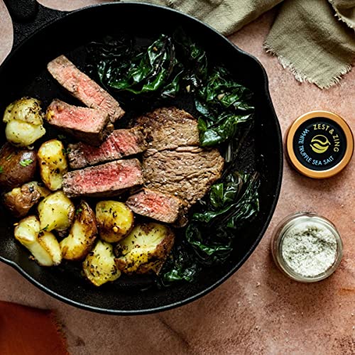 Zest & Zing White Truffle Sea Salt (with Real White Truffle), 50g- Gourmet Luxury Ingredients By Fresher, convenient, stackable Spice Jars.