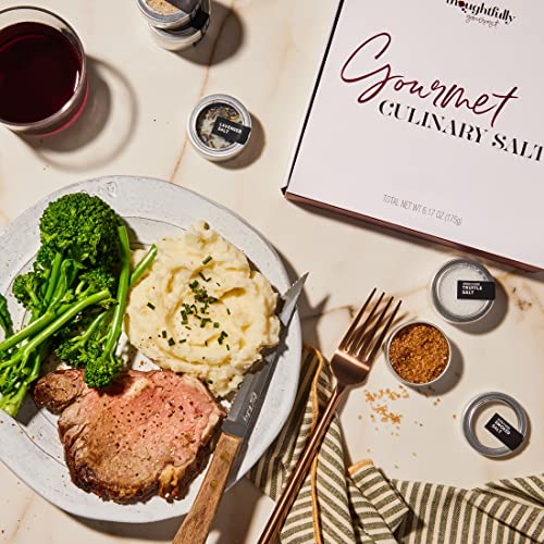 Thoughtfully Gourmet, Gourmet Salt Tin Gift Set, Seasoning Salt Flavors Include Jalapeno, Truffle, Rosemary, Sriracha, Smoked, Black Himalayan, Garlic Salt and More, Set of 9