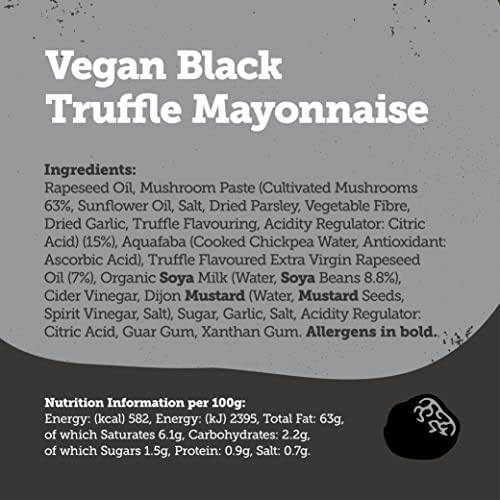 BeSaucy Black Truffle Mayonnaise, Works Great as a Spread, Dip, Stirred Through Mash or Partnered with Pasta and Pizza Crusts. Produced in the UK & Vegan Friendly, 180 g Glass Jar