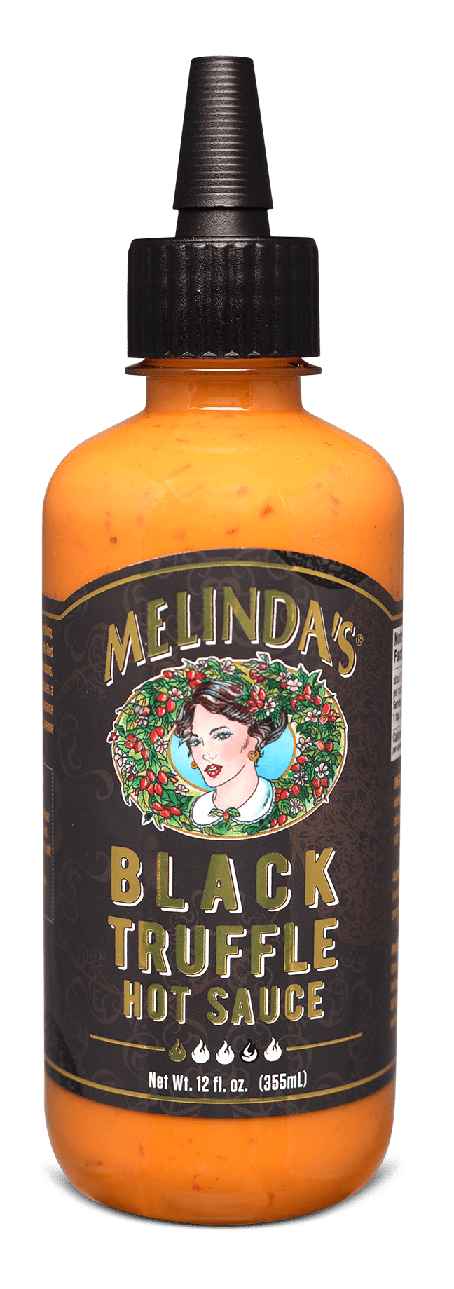 Melinda’s Black Truffle Hot Sauce - Gourmet Truffle Hot Sauce Made with Fresh Ingredients, Italian Black Truffles, Cayenne Peppers, Garlic & Colombian Honey - Keto, No Sugar, No Carbs -12 oz, 1 Pack