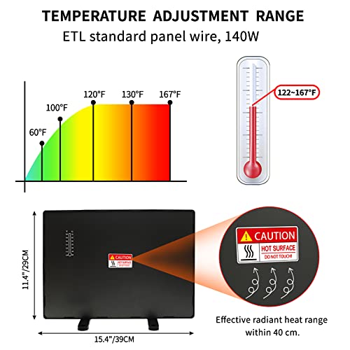MQUPIN Chicken Coop Heater 140W with Thermostat, Poultry Coop Heating Plate 122-167°F, Adjustable Temperature Dog Chick Brooder Heating Plate Heating Plate for Chicks Ducklings Quail Goose