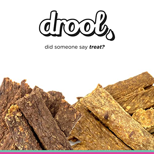 Drool Pet Products 100% Pure Dried Fresh Meat Rabbit Goat & Goose Triple Pack Meaty Strips for dogs 3 x 150g Air-Dried Nibbles Dog Chews for Dogs & Puppies