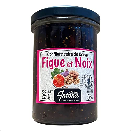 Fig And Walnut Jam from Corsica, Premium Fruit Preserve, Breakfast Spread, Great With Cheese, Made by Charles Antona in The Traditional Way, 1 x Jar, 250g