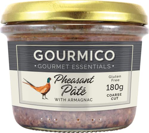 GOURMICO Pheasant Pâté with Armagnac, An Ideal Condiment for Chutney's, Pickles, Fresh Bread & Savoury Biscuits or Paired with Cream Cheeses. Gluten Free, 180g Glass Jar