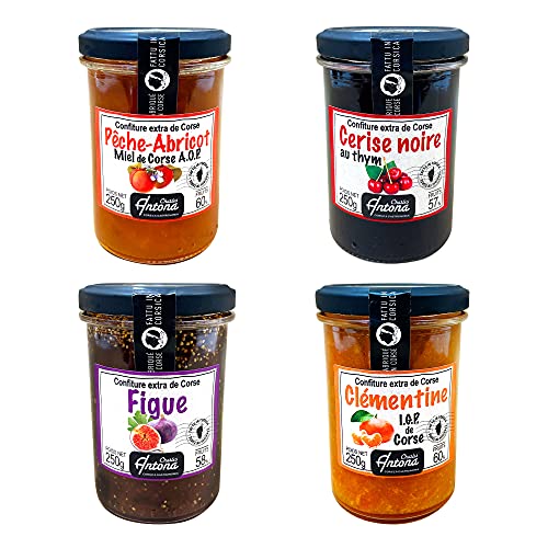 Urban Merchants' Selection of Corsican Jams, Premium Fruit Preserve, Breakfast Spread, Great with Cheese, Made by Charles Antona in The Traditional Way, 4 x Jars, 250g Each