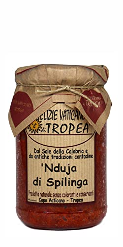 Nduja di Spilinga 280gr Spicy Spreadable italian sausage - Italian Artesian Food Gourmet Delicatessen- Made Italy - Typical Calabrian Product - Delizie Vaticane Di Tropea