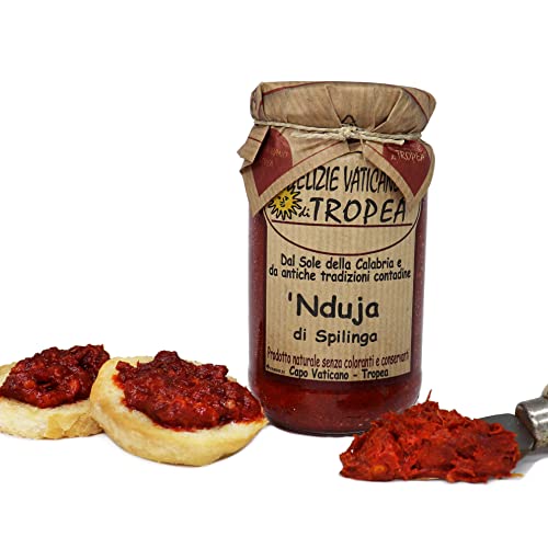 Nduja di Spilinga 280gr Spicy Spreadable italian sausage - Italian Artesian Food Gourmet Delicatessen- Made Italy - Typical Calabrian Product - Delizie Vaticane Di Tropea