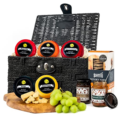 Cheese Hamper Ideal Cheese Gift Set | 5 Artisan Cheeses + 2 Chutneys & Crackers