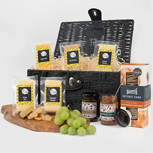 Cheese Hamper Ideal Cheese Gift Set | 5 Cheese Wedges + 2 Chutneys & Crackers