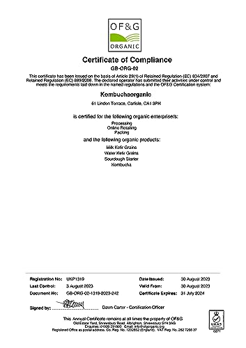 Kombuchaorganic Large (5 Litre) Certified Organic Kombucha Scoby - Live Culture Quality Assured by UKAS Lab Outstanding and Unique Quality Cultures